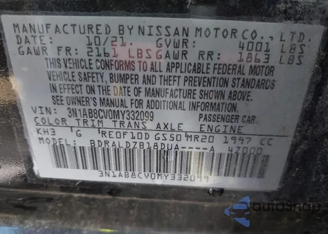 2021 Nissan Sentra Sv Xtronic Cvt from USA, damaged, VIN 3N1AB8CV0MY332099